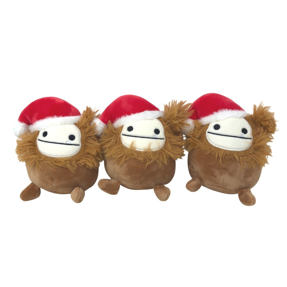 Squishmallows‎ 5" Benny Bigfoot Plush Bundle Christmas Lot Santa Hat Set of 3